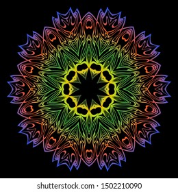 Floral Color Mandala. Arabic, Indian, Motifs. Vector Illustration.
