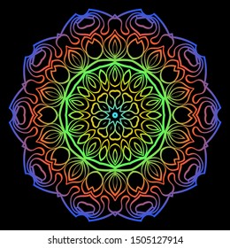 Floral Color Mandala. Arabic, Indian, Motifs. Vector Illustration.