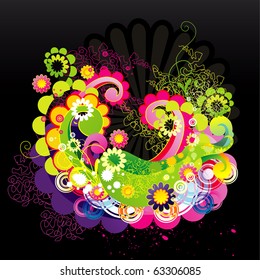 floral color vector composition