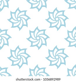 Floral colored seamless pattern. Blue and white background with fower elements for wallpapers.