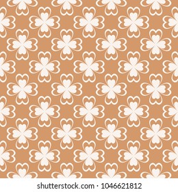 Floral colored seamless pattern. Brown and white background with fower elements for wallpapers.