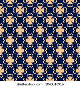 Floral colored seamless pattern. Golden blue background with fower elements for wallpapers.