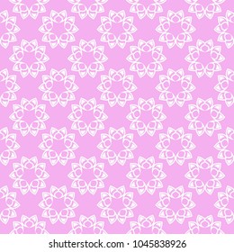 Floral colored seamless pattern. Violet pink background with fower elements for wallpapers.