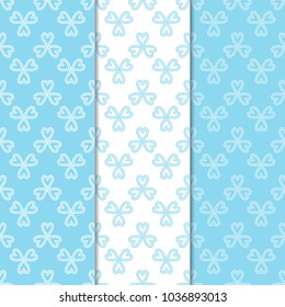 Floral colored seamless patterns. Backgrounds with fower elements for wallpapers.