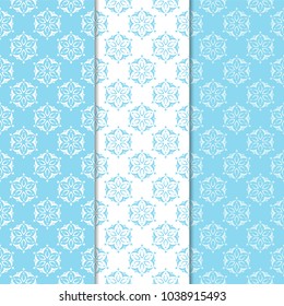 Floral colored seamless patterns. Backgrounds with fower elements for wallpapers.
