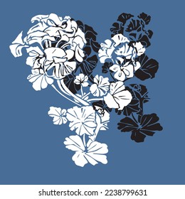 Floral colored vector illustration. Patterns in white and terracotta colors. 