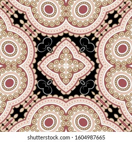 Floral colorful abstract vector ornate  Paisley seamless pattern. Doodle hand drawn ethnic style tribal ornament. Decorative ornamental elegant background. Lace paisley flowers, shapes, circles, lines