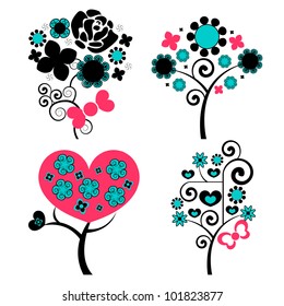 Floral colorful design nature elements