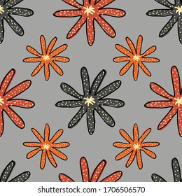 Floral colorful flowers on a gray background seamless vector repeat pattern seamless vector repeat pattern