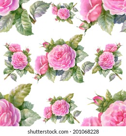 Floral colorful flowers pattern on white background vector