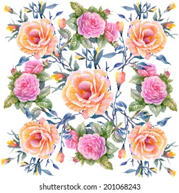 Floral colorful flowers pattern on white background vector