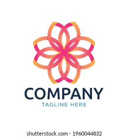 Floral colorful logo design template