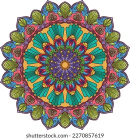Floral colorful mandala pattern design