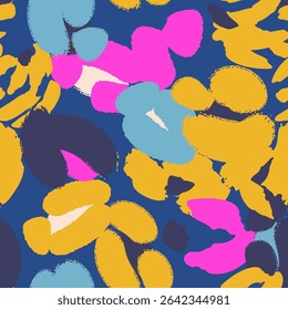 Floral colorful seamless pattern with abstract flowers. Vector background, design, print