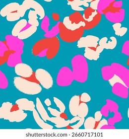 Padrão floral colorido sem costura com flores diferentes abstratas. Fundo de vetor, design, impressão, papel de embrulho, papel de parede, têxtil