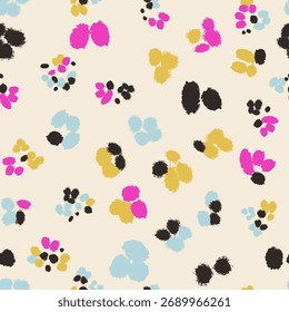 Patrón inconsútil colorido floral con diferentes flores abstractas. Dibujado a mano de Ilustración vectorial moderna de moda. Fondo cuadrado, Fondo de pantalla, diseño, impresión