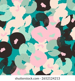 Patrón inconsútil colorido floral con diferentes flores abstractas. Fondo de Vector, diseño, impresión