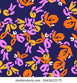 Floral colorful seamless pattern with different abstract flowers. Vector background, design, print, textile, wrapping paper, backdrop