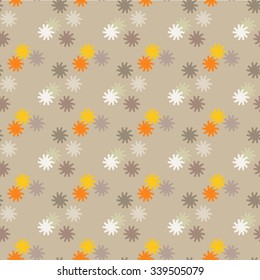 Floral colorful seamless pattern on beige background. Vector seamless pattern can be used for fabric, wallpaper, web background or wrapping paper.