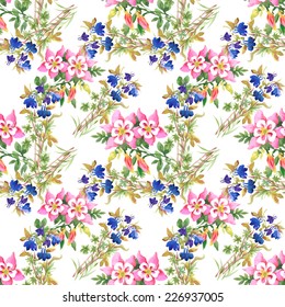 Floral colorful spring flowers seamless pattern on white background vector illustration