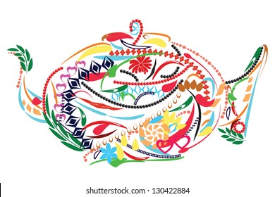 Floral colorful teapot