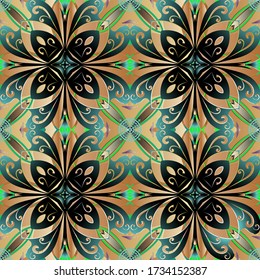 Floral colorful vintage seamless pattern. Ethnic style arabesque background. Ornamental repeat decorative backdrop. Beautiful ornaments. Modern design. For fabric, prints, wallpapers, cards, textile.