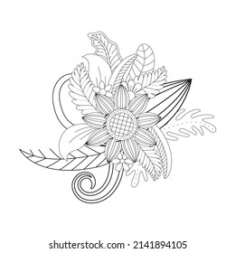 Floral coloring book KDP interior vector design