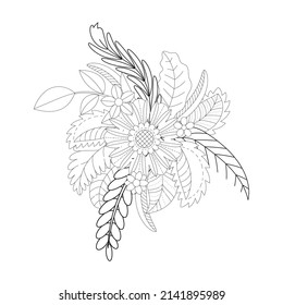 Floral coloring book KDP interior vector design