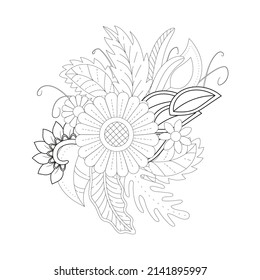 Floral coloring book KDP interior vector design