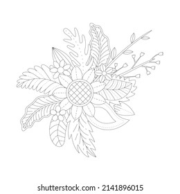 Floral coloring book KDP interior vector design