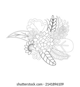 Floral coloring book KDP interior vector design