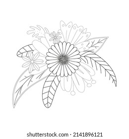 Floral coloring book KDP interior vector design