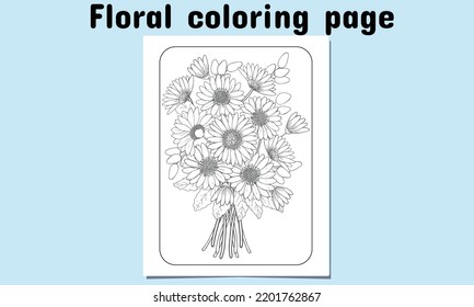 Floral coloring page for Adult and Child