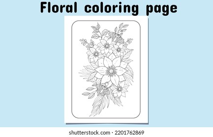 Floral coloring page for Adult and Child