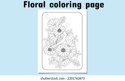 Floral coloring page for Adult and Child