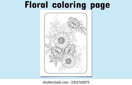 Floral coloring page for Adult and Child