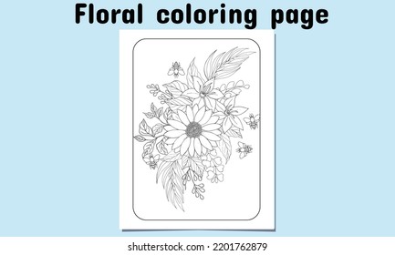 Floral coloring page for Adult and Child