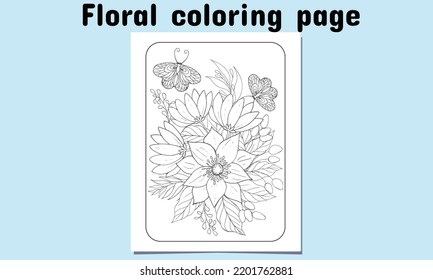 Floral coloring page for Adult and Child