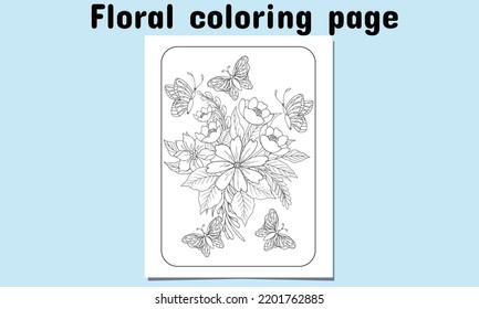 Floral coloring page for Adult and Child