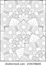 Floral Coloring Page For Adults. Floral Coloring Page