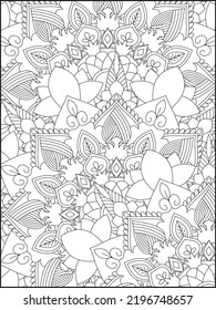 Floral Coloring Page For Adults. Floral Coloring Page