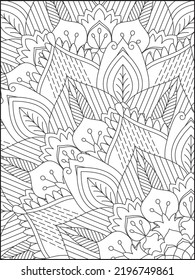 Floral Coloring Page For Adults. Floral Coloring Page