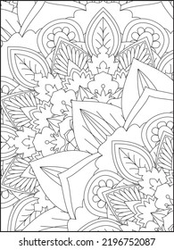 Floral Coloring Page For Adults. Floral Coloring Page