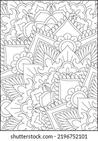 Floral Coloring Page For Adults. Floral Coloring Page