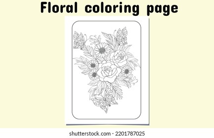 Floral coloring page for  both adult and child