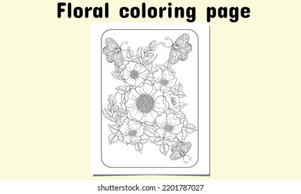 Floral coloring page for  both adult and child