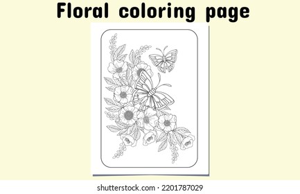 Floral coloring page for  both adult and child