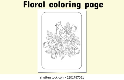 Floral coloring page for  both adult and child