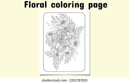 Floral coloring page for  both adult and child