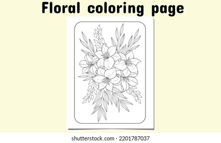 Floral coloring page for  both adult and child